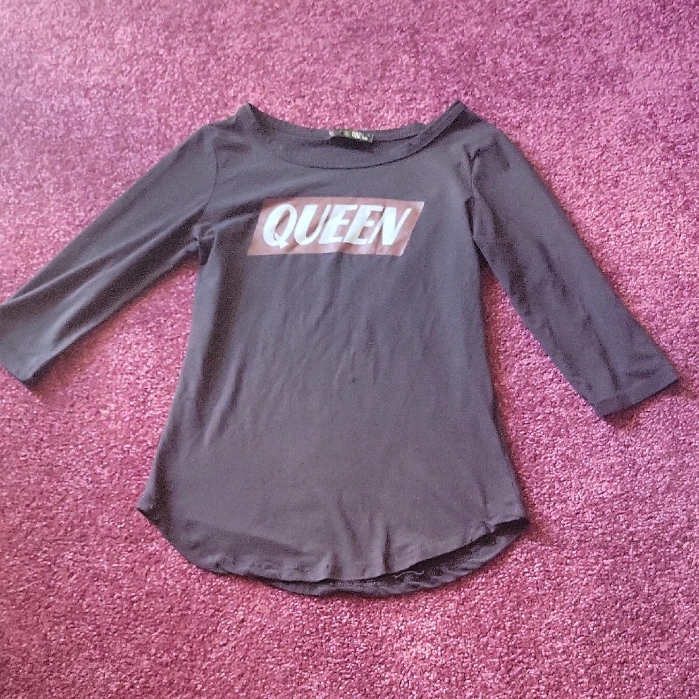 Rebel Sugar Black Long Sleeve Tee with Queen Graphic